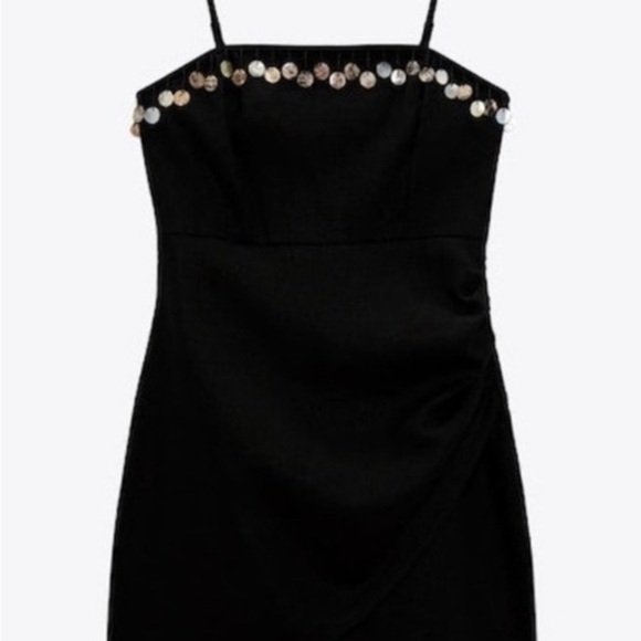 Zara Black Embellished Sheath Mini Dress - Picture 1 of 2